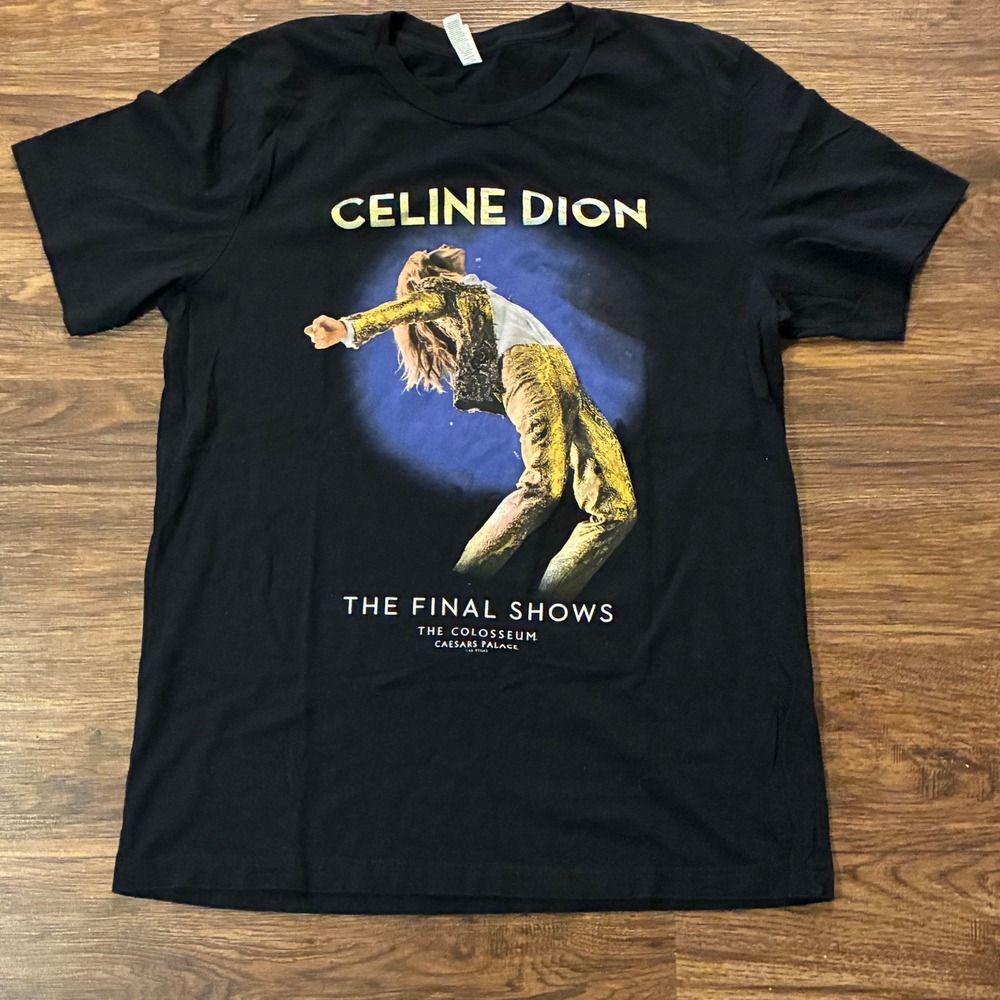 Celine Dion 2019 The Final Shows Caesars Palace Las Vegas T Shirt L Setlist RARE